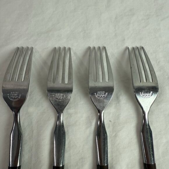 Ekco Eterna La Joya VTG Set 4 Dinner Forks Stainless Steel Faux Wood Flatware - Picture 8 of 8